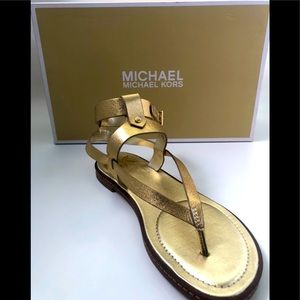 NIB NWT MICHAEL KORS PEARSON GOLD SANDALS